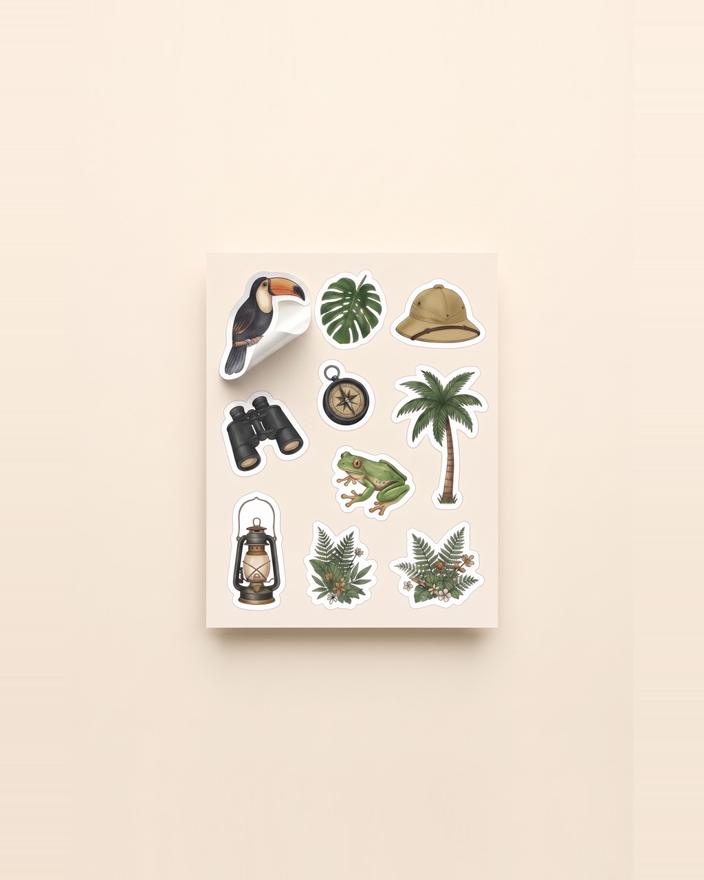 Jungle Icons Sticker Sheet in Cream — view 2 of 3