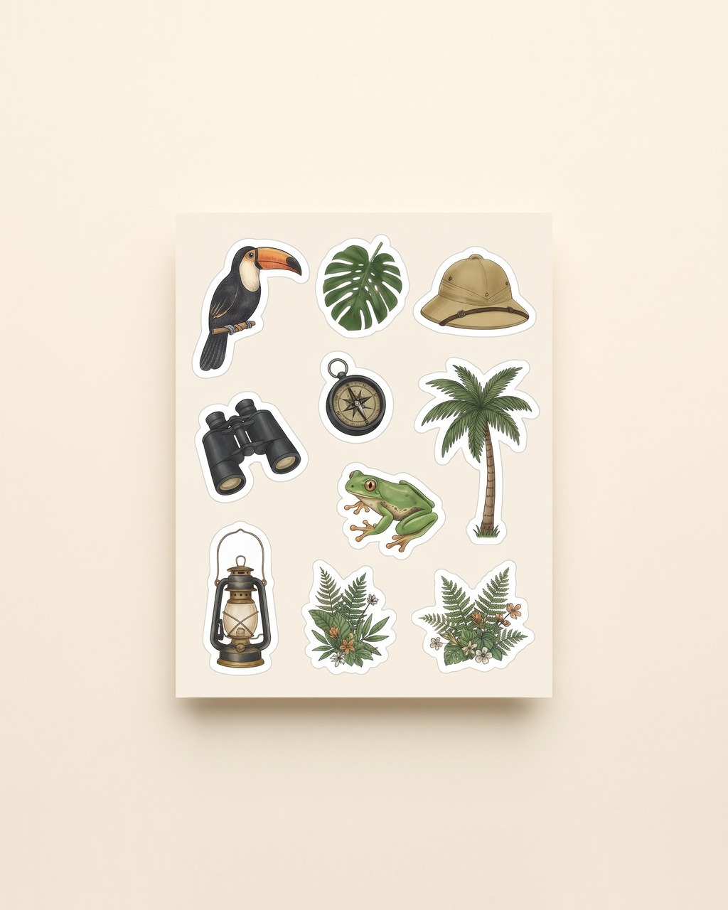 Jungle Icons Sticker Sheet in Cream