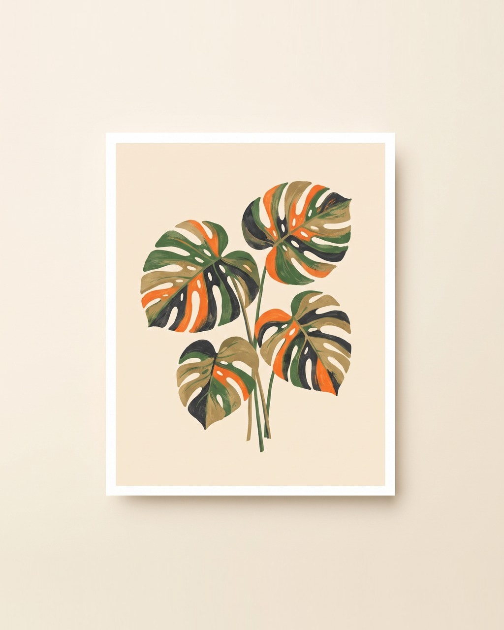 Monstera Study Art Print in Cream