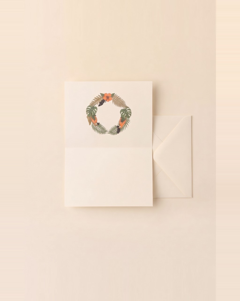 Monstera Wreath Greeting Card in Cream — view 2 of 3