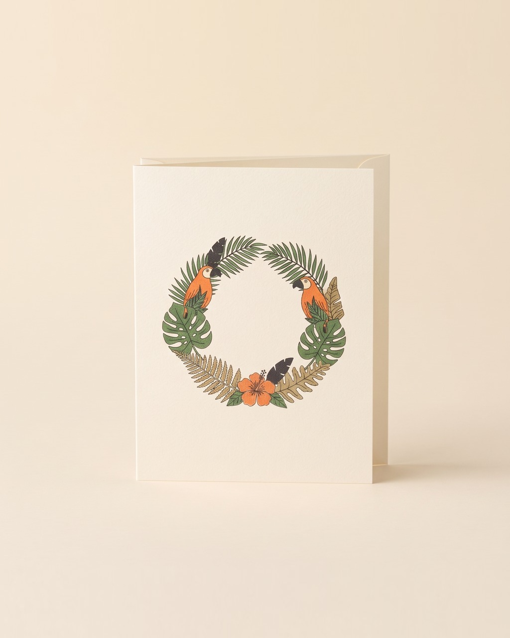 Monstera Wreath Greeting Card in Cream