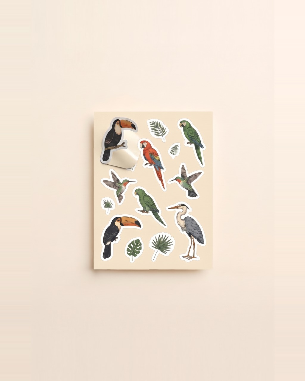 Rainforest Birds Sticker Sheet in Cream — view 2 of 3