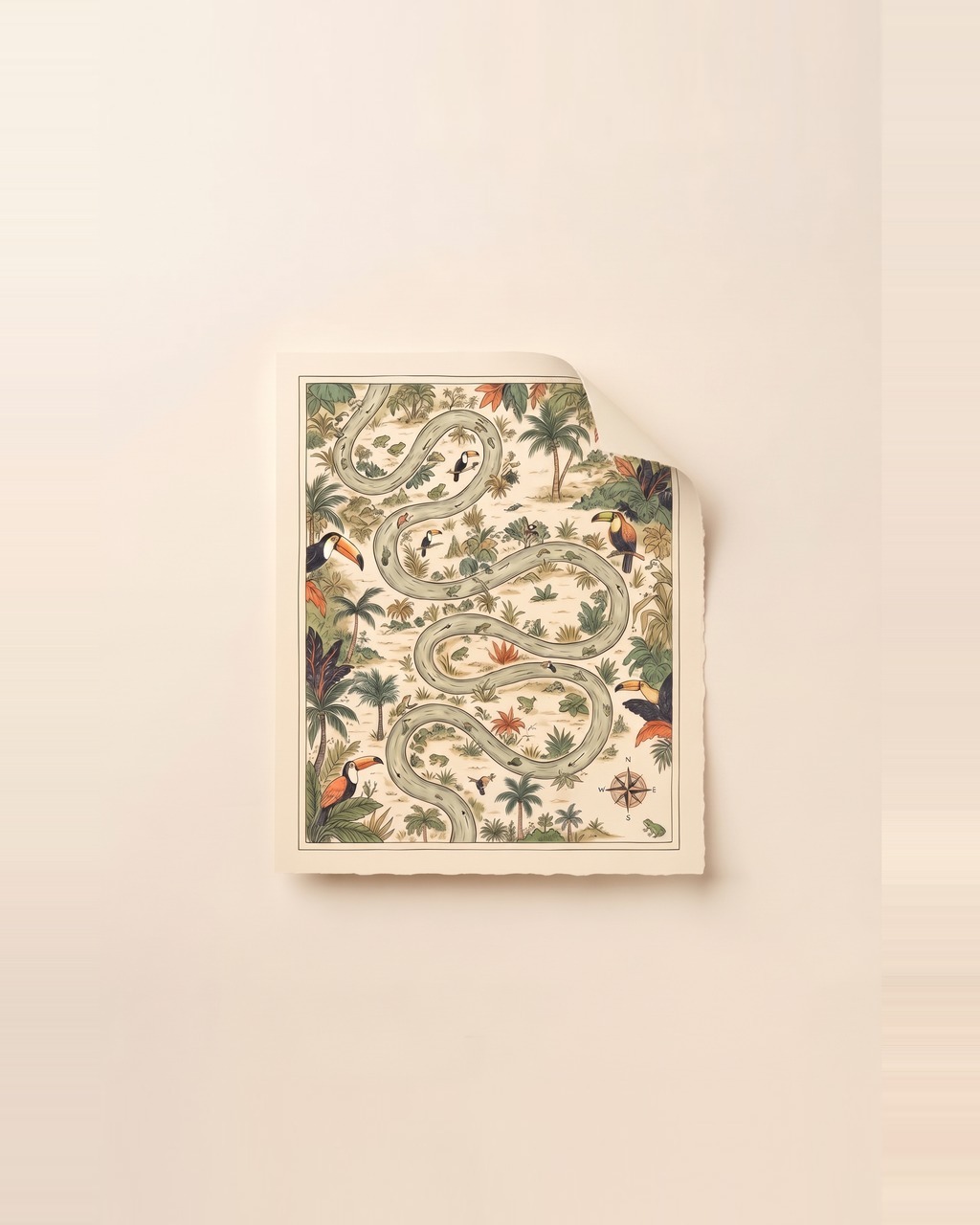 River Map Art Print in Cream — view 2 of 3
