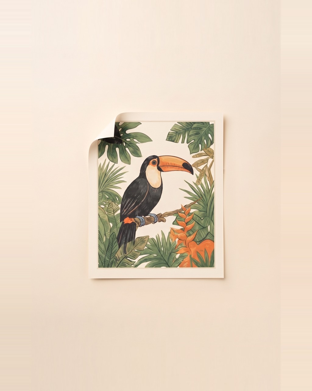 Toucan Canopy Art Print in Cream — view 2 of 3