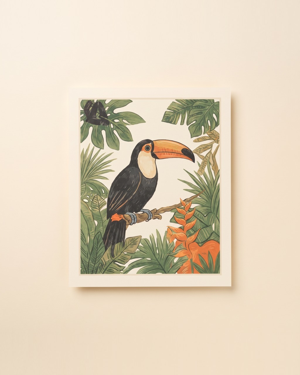 Toucan Canopy Art Print in Cream